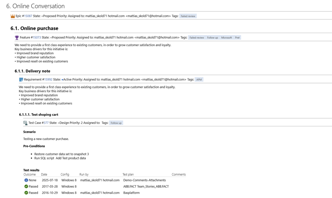 Requirements specification